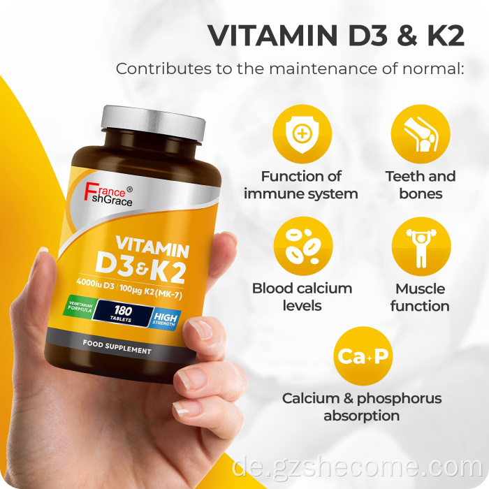 Vitamind3 K2 für Calciumabsorption Multi -Vitamin -Tabletten